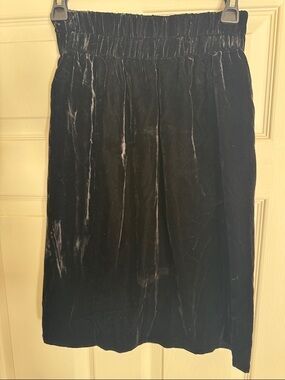 J. Crew Black Velvet Elastic Waist Midi Skirt.